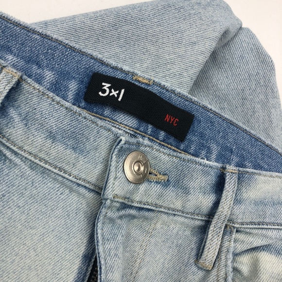 NWOT 3X1 Light Wash Distressed Straight Leg Jeans - Picture 6 of 7